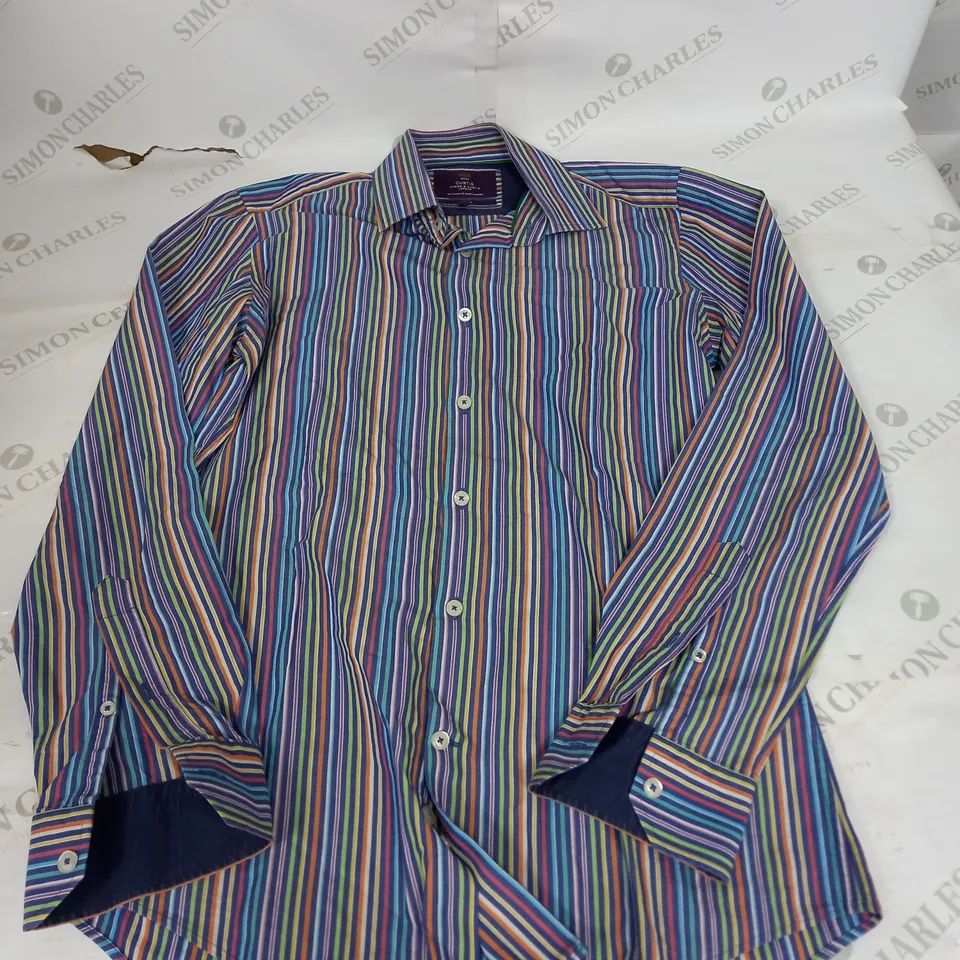 HAWES & CURTIS SLIM FIT MULTI-COLOURED STRIPED SHIRT - SMALL