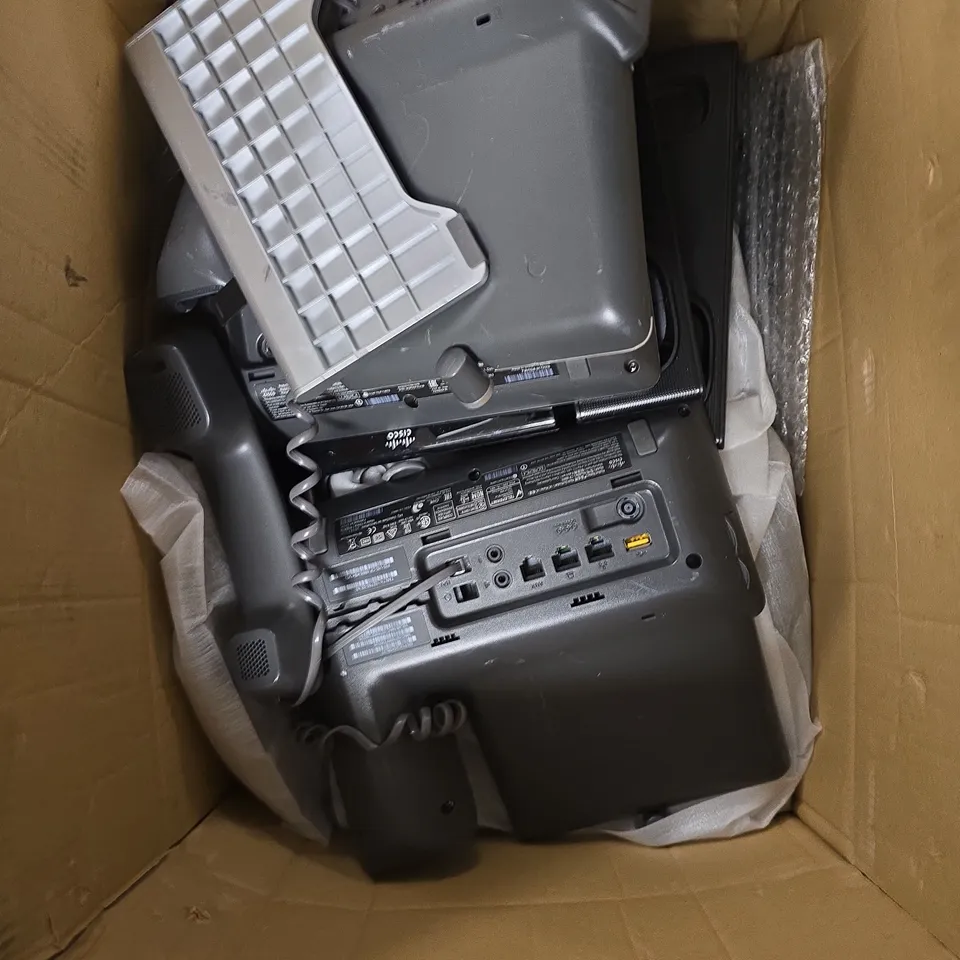 BOX OF APPROXIMATELY 10 ASSORTED ITEMS TO INCLUDE - CISCO CP-8865, CISCO UC PHONE CP-8831 ETC