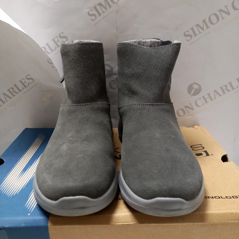 SKECHERS CHARCOAL ZIP ANKLE BOOTS - SIZE 5
