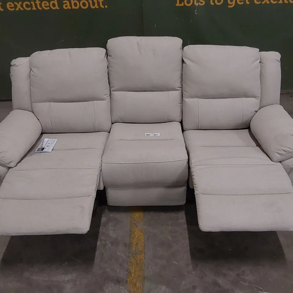 ALBINO FABRIC 3 SEATER MANUAL RECLINER SOFA - LIGHT GREY