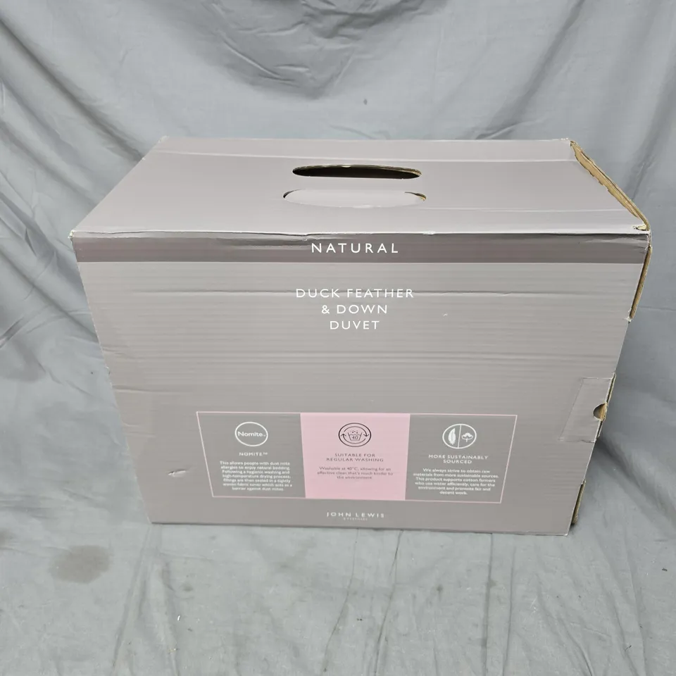 BOXED JOHN LEWIS NATURAL DUCK FEATHER & DOWN DUVET SINGLE