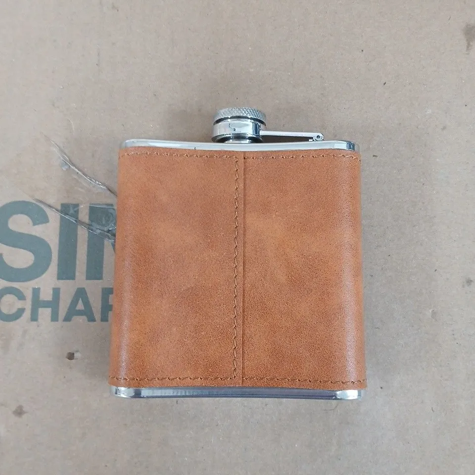 LONDON CASK TRADERS GENUINE LEATHER 6OZ HIP FLASK 