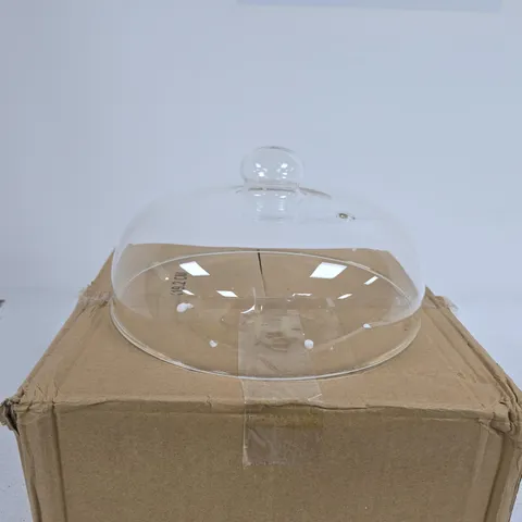 GLASS CAKE DOME COVER WITH OVEN GLOVE BOXED