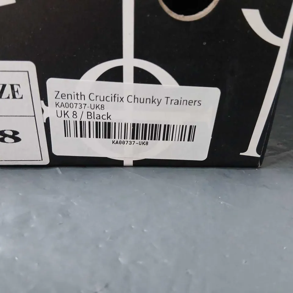 KOI X GHOST UK 8 ZENITH CRUCIFIX CHUNKY TRAINERS – BLACK