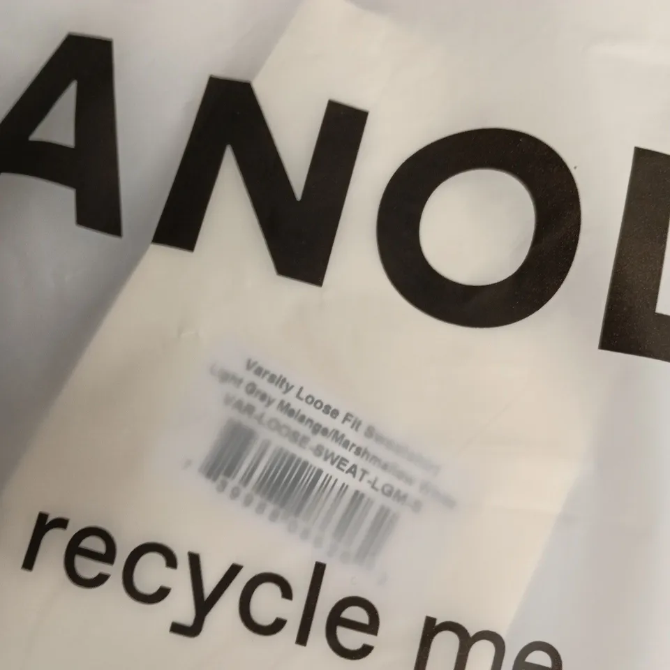 BAGGED ADANOLA VARSITY LOOSE FIT SWEASHIRT IN LIGHT GREY - SMALL