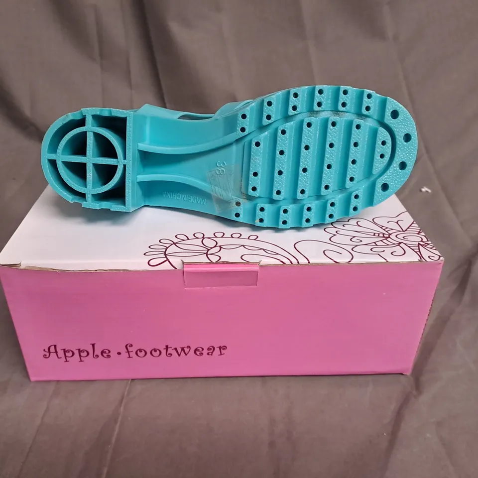 BOXED LOT OF 11 PAIRS OF APPLE FOOTWEAR LADIES SANDALS. VARIOUS SIZES