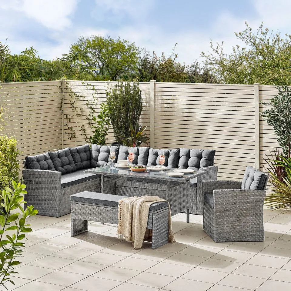 BOXED MARBELLA GREY OUTDOOR FURNITURE SET - INCOMPLETE (BOX 1 AND 2 ONLY, MISSING BOX 3) - 2 BOXES