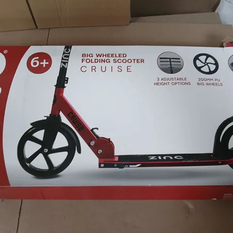 BOXED AND SEALED ZINC BIG WHEELED FOLDING CRUISE SCOOTER - RED