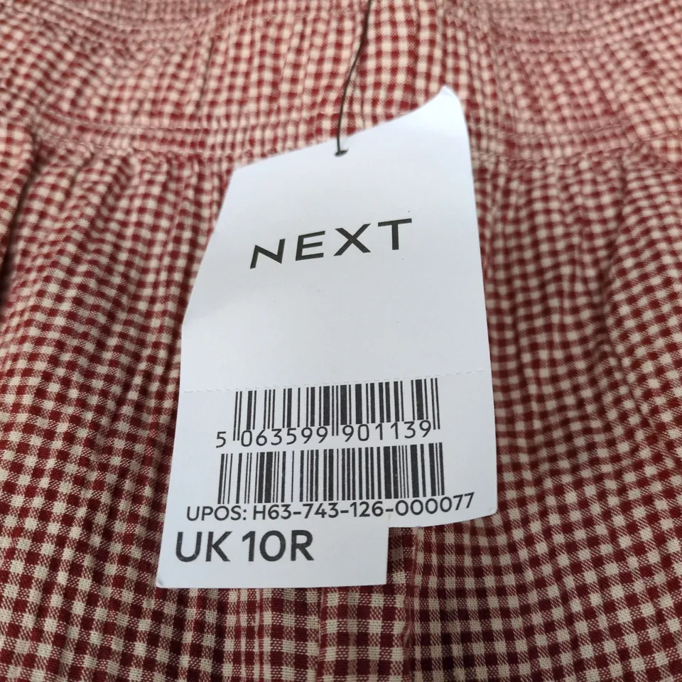 NEXT RED CHECK TROUSERS SIZE 10R TAGGED