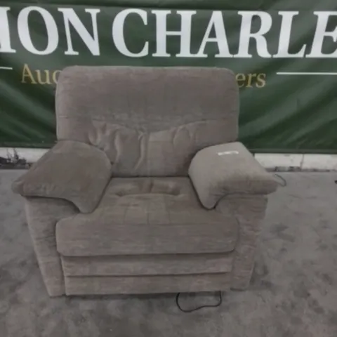 DESIGNER G PLAN MADE STRATFORD DESTINY STORM FABRIC ELECTRIC RECLINING ARM CHAIR