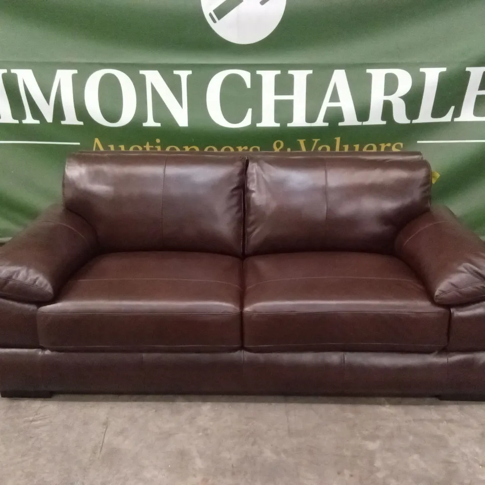 MARLOW ITALIAN LEATHER 3 SEATER SOFA - CHOCOLATE RRP £1399