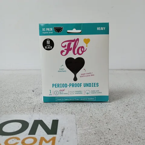 FLO PERIOD-PROOF UNDERWEAR HEAVY – 1 PAIR, BLACK (HIPSTER BRIEF) – BOXED