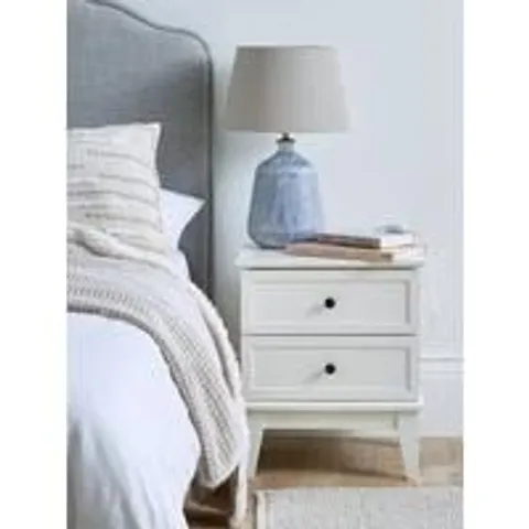 BOXED SHIBDEN 2 DRAWER BEDSIDE CHEST IN WHITE - COLLECTION ONLY