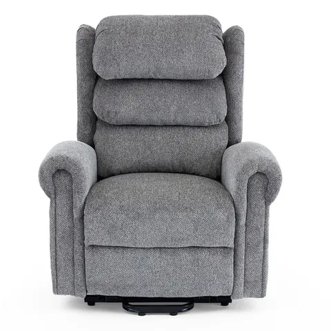 BOXED BELVOIR GREY FABRIC SINGLE MOTOR MOBILITY RISE RECLINER CHAIR (1 BOX)