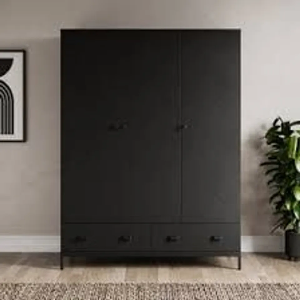 BOXED FULTON TRIPLE WARDROBE - BLACK (3 BOXES)
