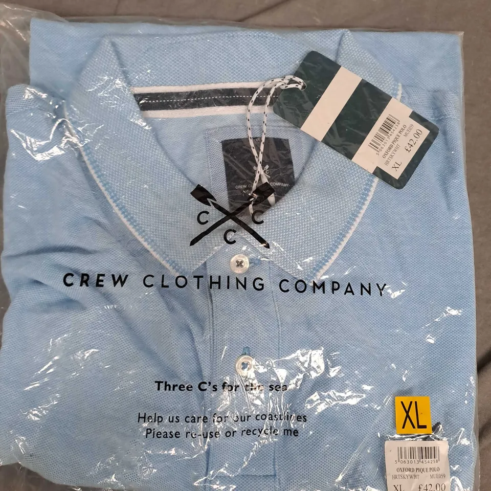 BAGGED CREW CLOTHING COMPANY OXFORD PIQUE POLO IN SKY BLUE - XL