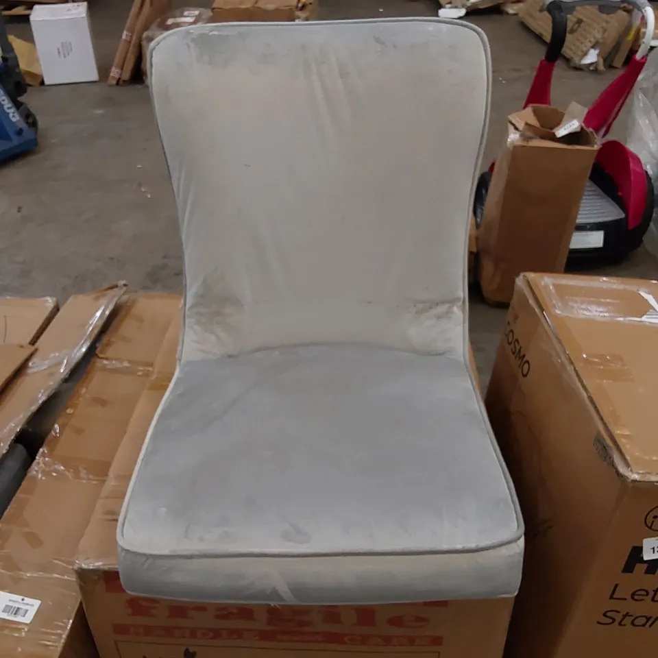 BOXED ROCCO DINING CHAIR IN LIGHT GREY VELVET - SET OF 2