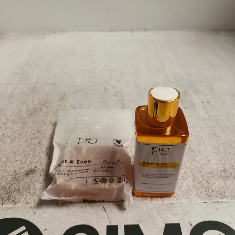 BRIGHT & EVEN LUXURY OIL – AMBER BOTTLE WITH PUMP + 115G SOAP BAR