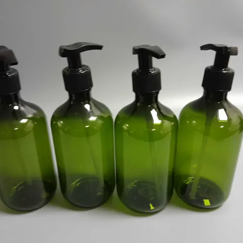 LOT OF 4 CLEAR GREEN DISPENSER BOTTLES