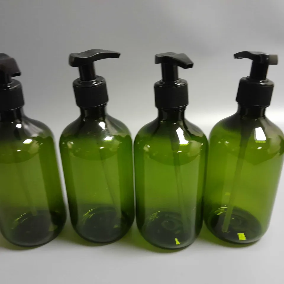 LOT OF 4 CLEAR GREEN DISPENSER BOTTLES