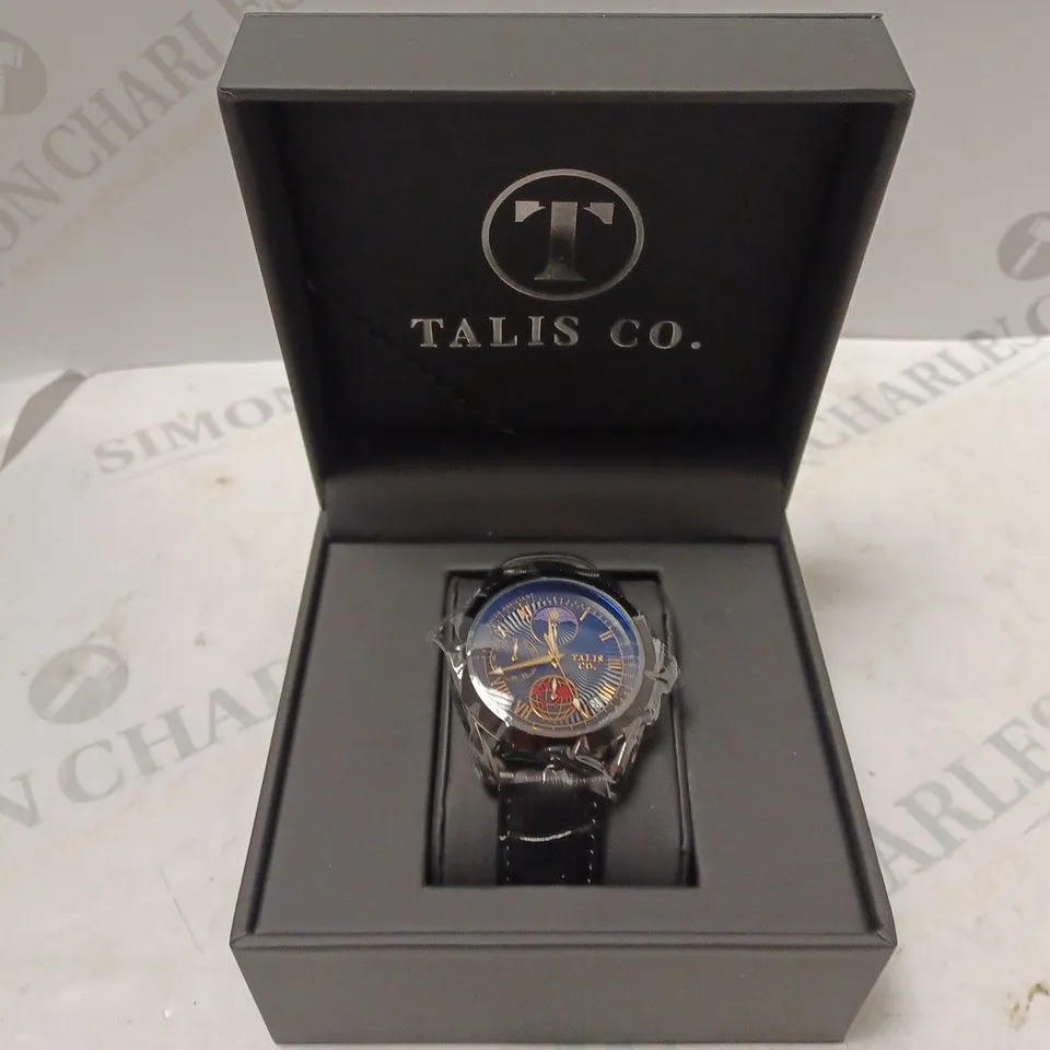 MENS TALIS CO 7120 CHRONOGRAPH WATCH – MOON PHASE MOVEMENT – GENUINE LEATHER STRAP