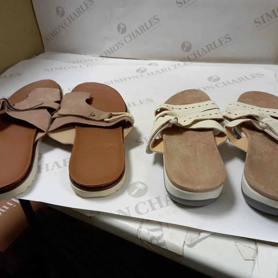 LOT OF 2 SANDAL STYLE SHOES COLOUR- WHITE, BEIGE & BROWN 