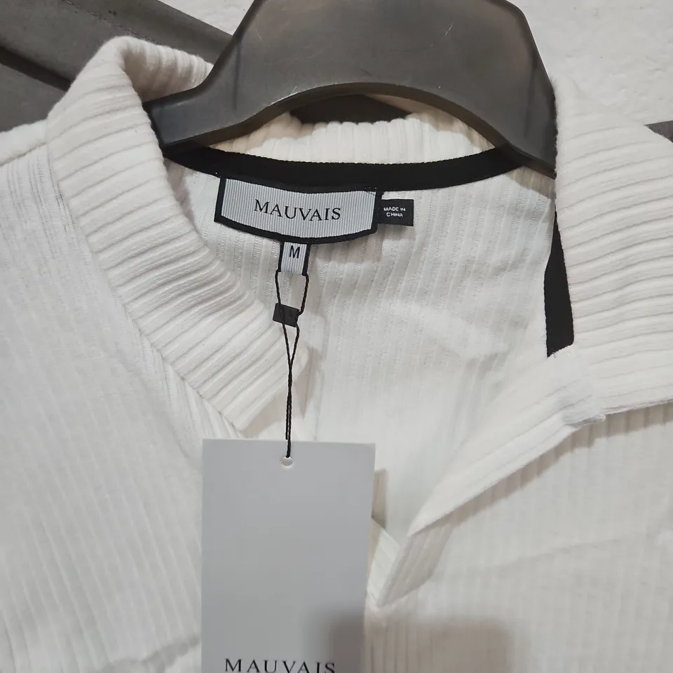 MAUVAIS WOMEN'S WHITE KNIT POLO TOP & EYELET LACE BLOUSE (SET OF 2) UK M