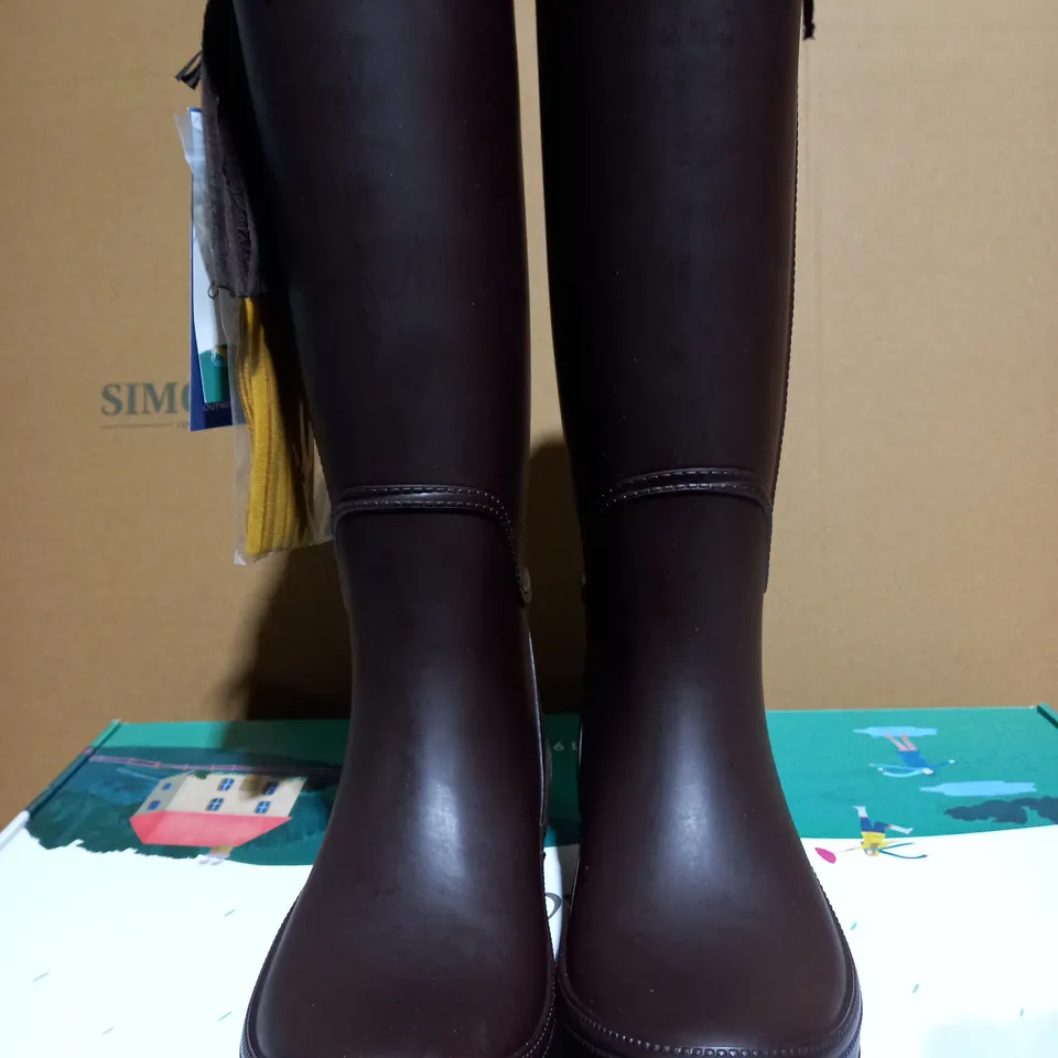 JOULES 210997 COLLETTE DARK BROWN WELLIES - SIZE 3