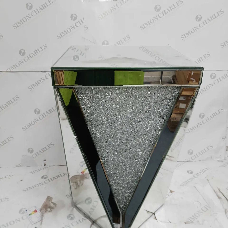 BOXED JULIEN MACDONALD LIGHT-UP ENCAPSULATED CRYSTAL SIDE TABLE - SILVER - COLLECTION ONLY