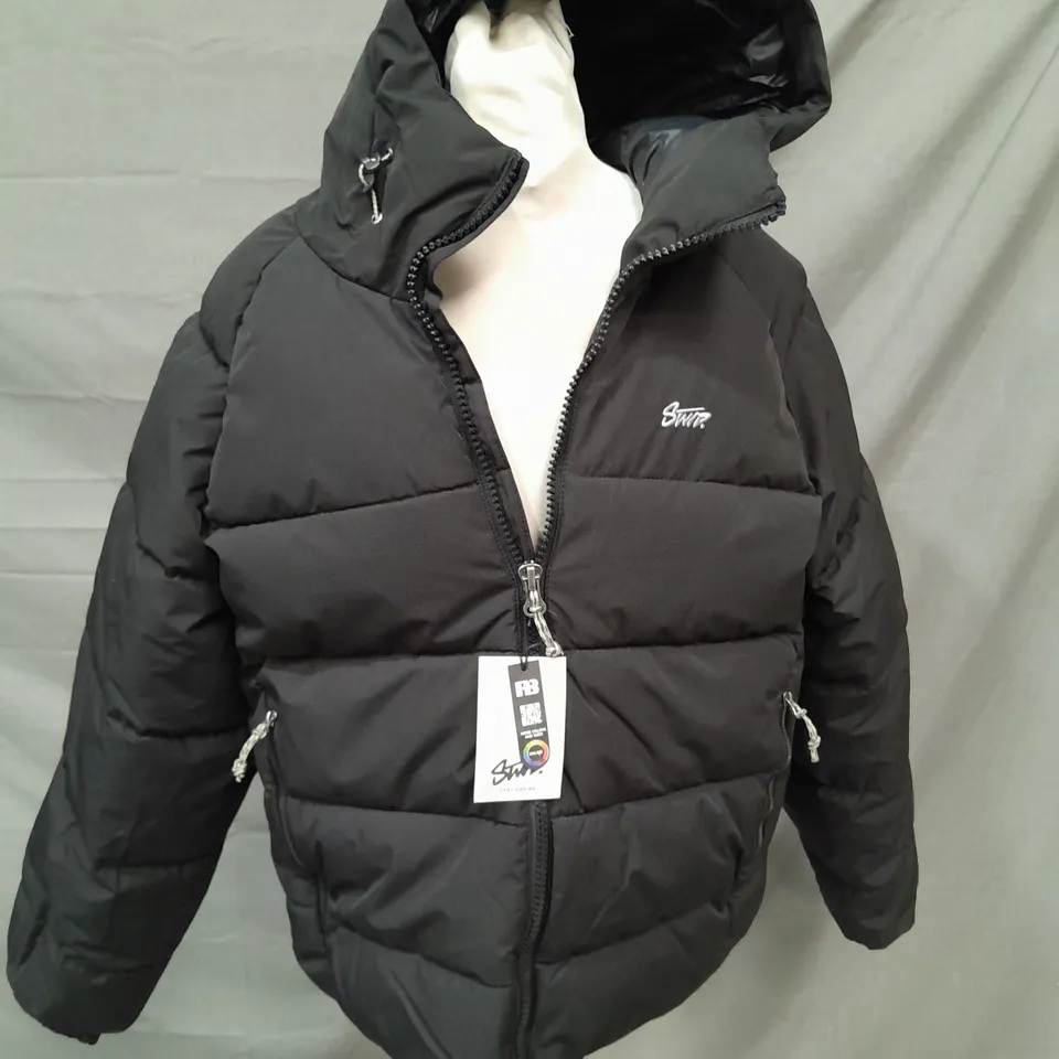 PULL & BEAR SWD ZIP COAT IN BLACK - UK XS