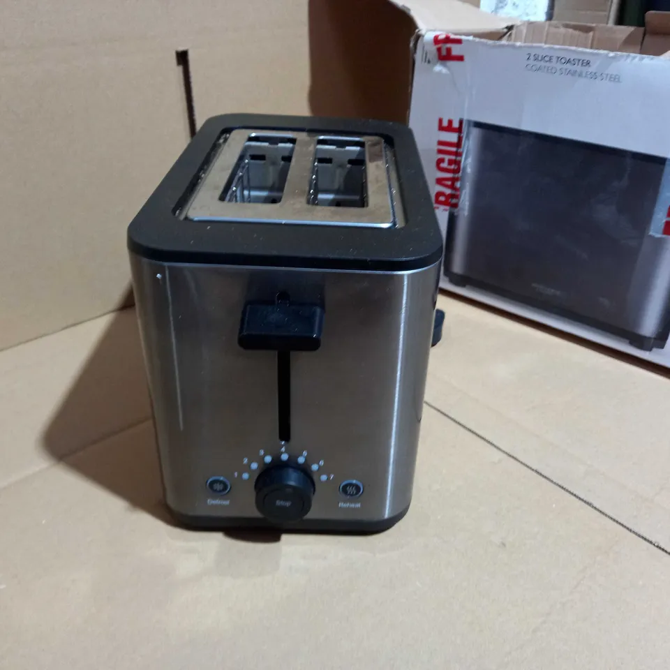 JOHN LEWIS COATED STAINLESS STEEL 2 SLICE TOASTER
