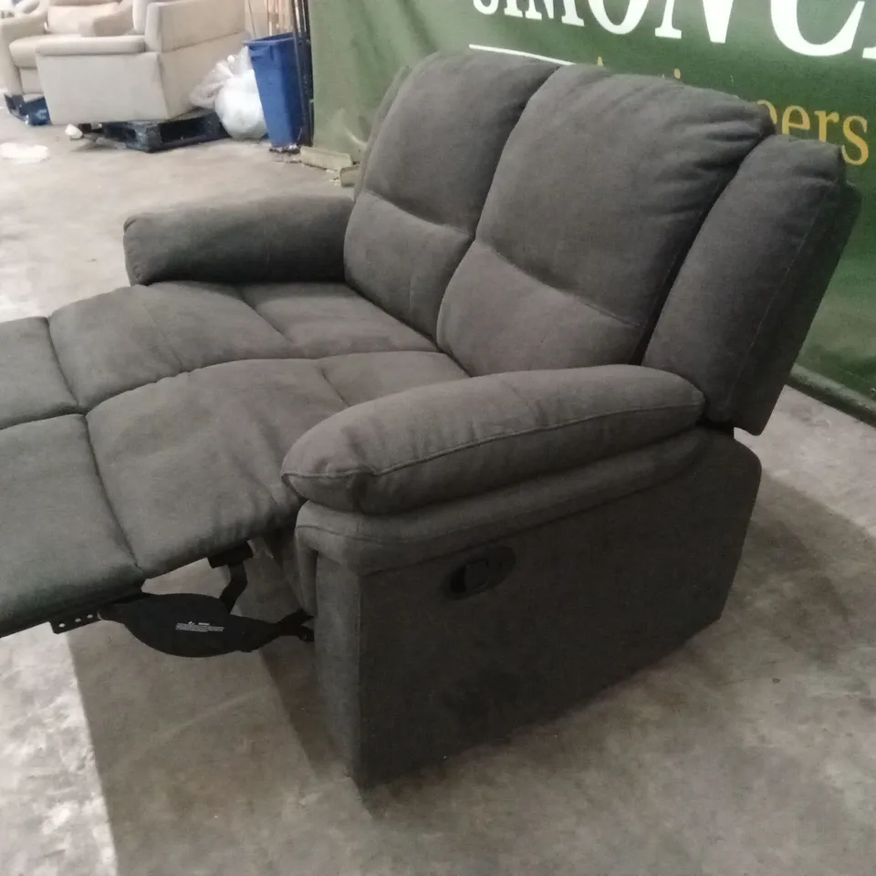 ALBION CHENILLE 2 SEATER HIGH BACK MANUAL RECLINER SOFA - CHARCOAL RRP £579