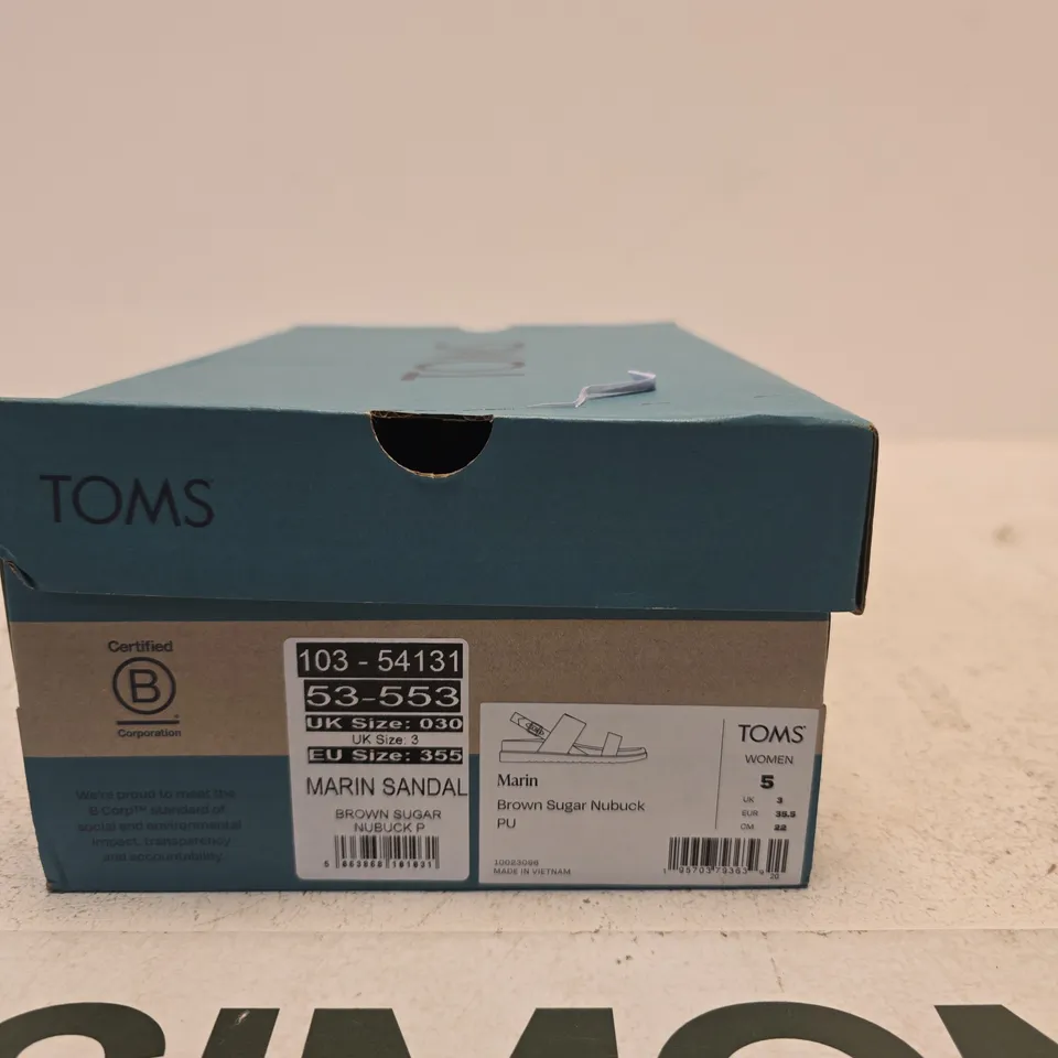 TOMS WOMEN'S SANDALS – TAN LEATHER, UK 5