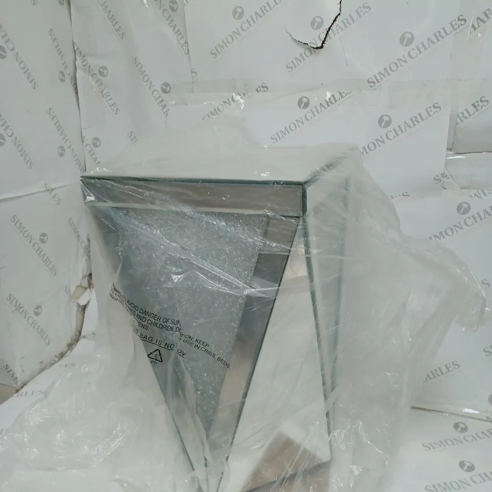 BOXED JULIEN MACDONALD LIGHT-UP ENCAPSULATED CRYSTAL SIDE TABLE - SILVER - COLLECTION ONLY