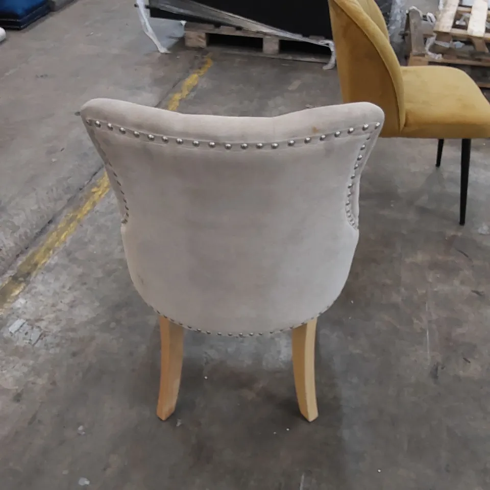 DESIGNER UPHOLSTERED BEIGE FABRIC DINING CHAIR 