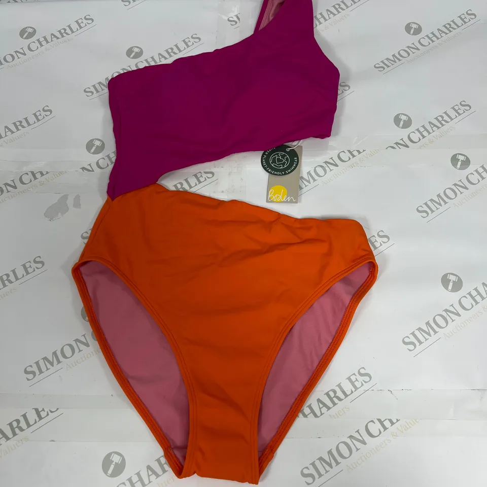 BODEN ONE SHOULDER CUT OUT SWIMSUIT IN PINK AND ORANGE SIZE 8