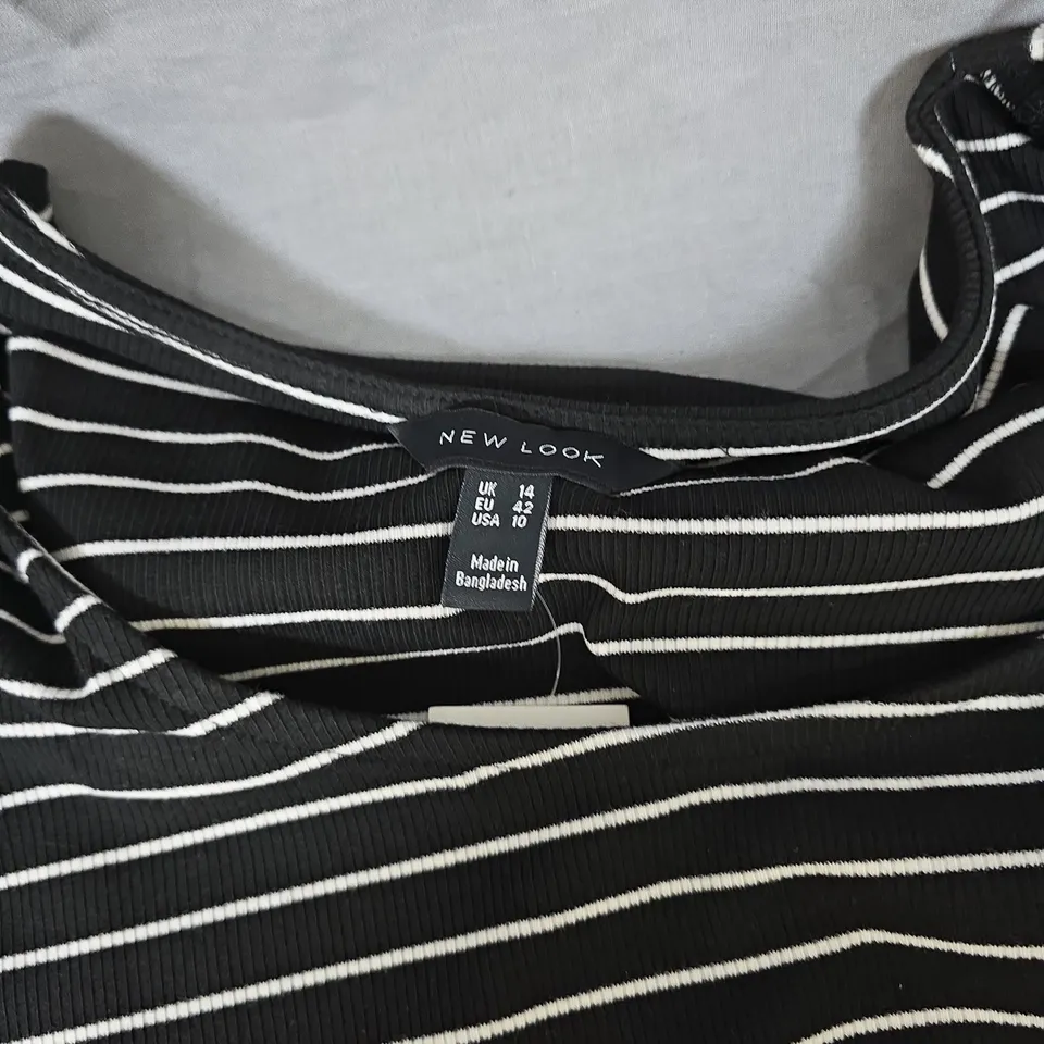 NEW LOOK STRIPED 2-IN-1 DRESS, UK 14 (EU 42) – BLACK & WHITE