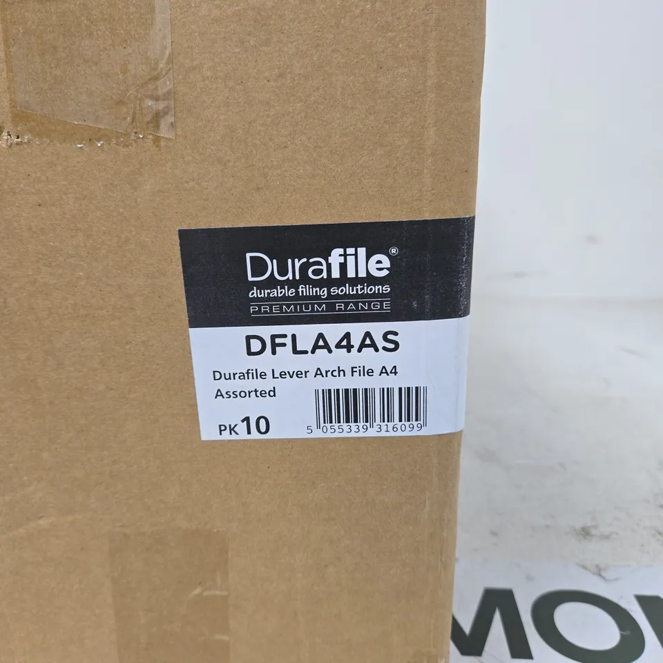 SET OF 10 DURAFILE LEVER ARCH FILE A4 ASSORTED COLOURS BOXED