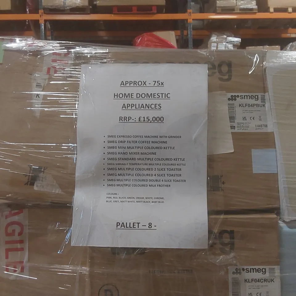 PALLET CONTAINING APPROXIMATELY 75x HOME DOMESTIC APPLIANCES
