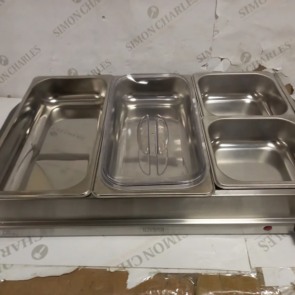 LIVIVO 4 SECTION BUFFET SERVER & WARMING TRAY