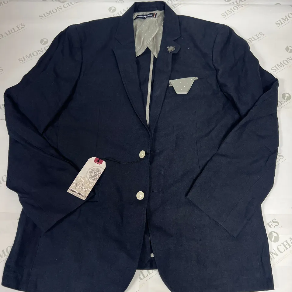 RAGING BULL LINEN BUTTONED BLAZER IN NAVY SIZE M