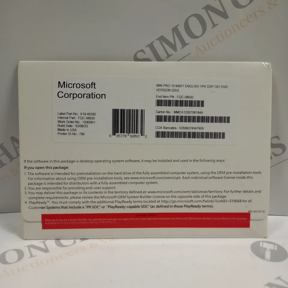 SEALED MICROSOFT WINDOWS 10 PRO 64 BIT DVD VERSION SOFTWARE 