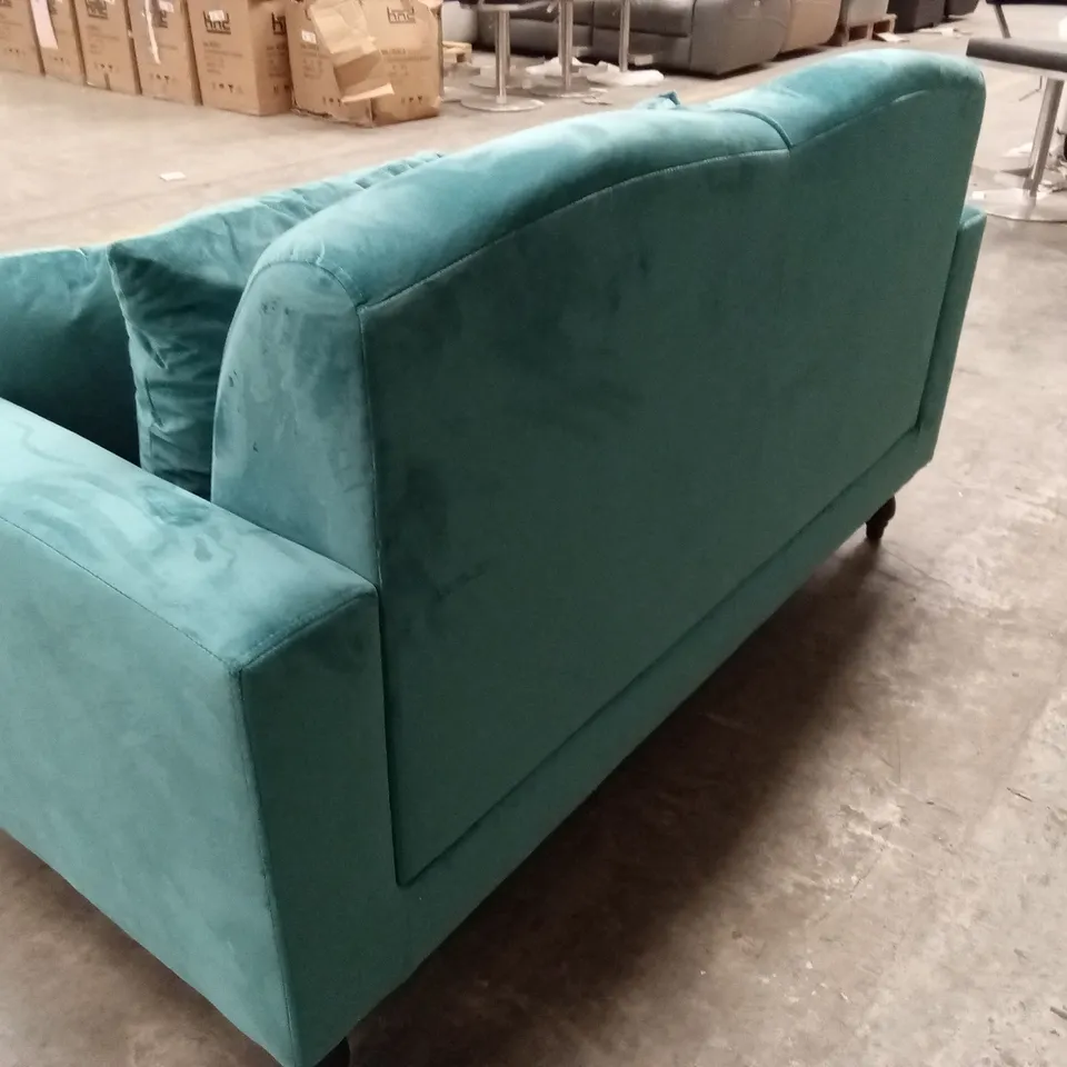 PENERMON 2 SEATER VELVET ROLL ARMS SOFA - TEAL