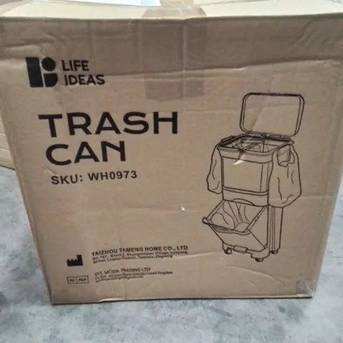 BOXED GREY TRASH CAN/WASTE BIN