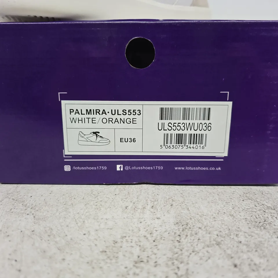 LOTUS PALMIRA TRAINER WHITE/ORANGE SIZE 36 BOXED