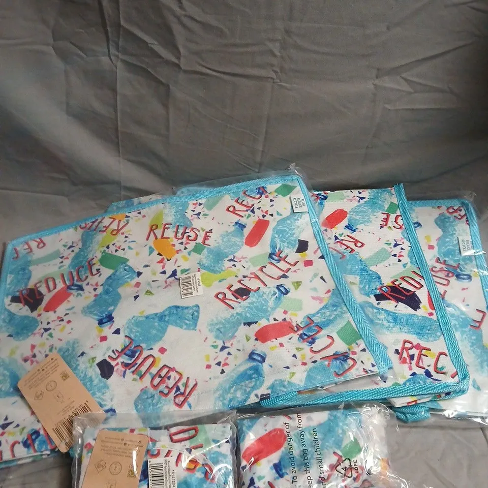 5 X ASSORTED REUSE, REDUCE, RECYCLE MULTI USE SHOPPING BAGS 