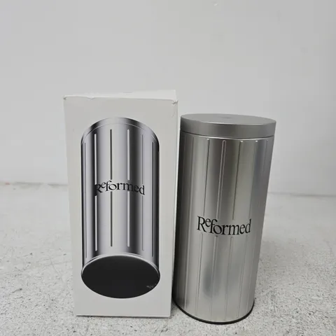 REFORMED METAL STORAGE TIN WITH LID – SILVER