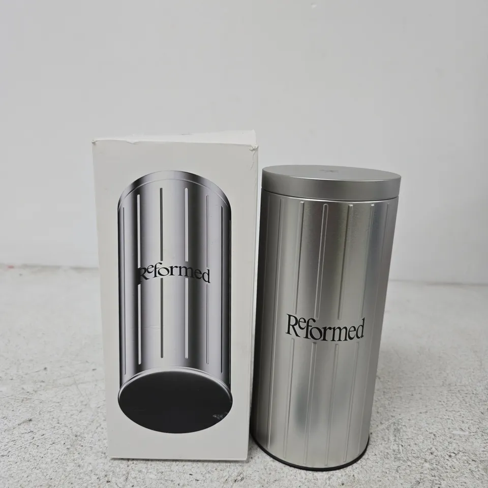 REFORMED METAL STORAGE TIN WITH LID – SILVER