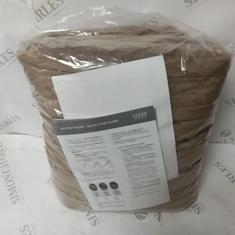 COZEE HOME VELVETSOFT HEATED BLANKET IN DARK TAUPE