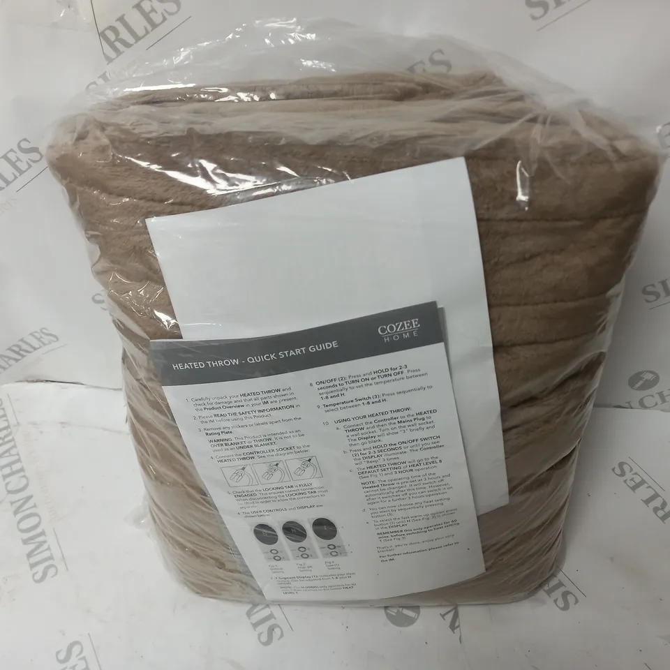 COZEE HOME VELVETSOFT HEATED BLANKET IN DARK TAUPE